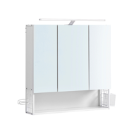 Badezimmerschrank mit Spiegel BEVERLY, mit Beleuchtung und höhenverstellbarem Regalboden, 14x70x70 cm, Weiß