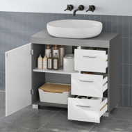 Waschbeckenunterschrank IVY, 30x70x64 cm, weiß/grau