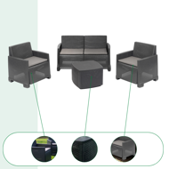 Gartenmöbel-Set COMO, 4-teilig, anthrazit