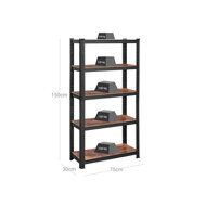 Regal DUSTY, 5 Regalböden, schwarz/braun