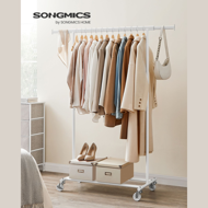 Kleiderständer INEZ auf Rollen, max. 90 kg, 83,5x45x160 cm, weiß