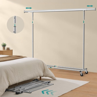 Kleiderständer DOLLY auf Rollen, max. 150 kg, 45x160-200x161,5cm, silber