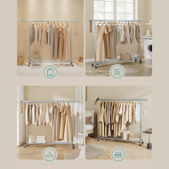 Kleiderständer DOLLY auf Rollen, max. 150 kg, 45x160-200x161,5cm, silber