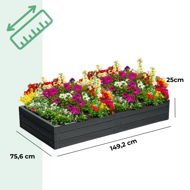 Hochbeet WOODY, 149x75,6x25 cm, anthrazit