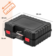 Werkzeugkoffer mit Schaumstoffeinlage HEAVY, 38x34x14 cm, schwarz