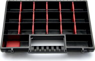Plastik-Organizer NORS, 10 Stück, 22 Fächer, 34x25x5 cm, schwarz/transparent