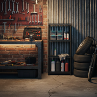 Werkstattregal STACKARO SOLID SMALL, 58x28x131,5cm, schwarz