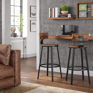Barhocker LUND mit Rückenlehne, 2 Stück, braun/schwarz