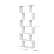 Bücherregal PRESTON, 70x24x190,5 cm, weiß