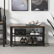 Sitzbank für den Flur mit Schuhablage INDY, 73x30x45cm, braun/schwarz