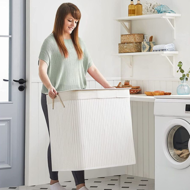Bambus-Wäschekorb DORA, 150 l, weiß