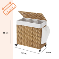 Wäschekorb mit Rollen aus Polyrattan AVA, 140 l, naturbraun
