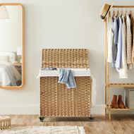 Wäschekorb mit Rollen aus Polyrattan AVA, 140 l, naturbraun