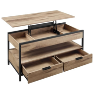 Höhenverstellbarer Couchtisch GASPAR, 50x100x(48-63) cm, camelbraun/schwarz