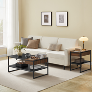 Couchtisch DALLAS im industriellen Stil, Schwarz/Braun