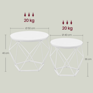 Beistelltisch-Set VERA, 50x40 cm/40x36 cm, weiß