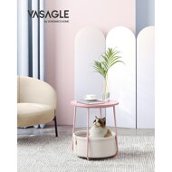 Runder Tisch mit Aufbewahrungskorb COLETTE, rosa/beige