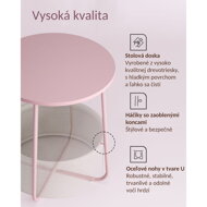 Runder Tisch mit Aufbewahrungskorb COLETTE, rosa/beige