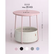 Runder Tisch mit Aufbewahrungskorb COLETTE, rosa/beige