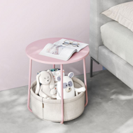 Runder Tisch mit Aufbewahrungskorb COLETTE, 45x50 cm, rosa/beige