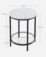 Beistelltisch ERIC mit Marmor-Design, schwarz/weiß