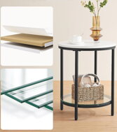 Beistelltisch ERIC mit Marmor-Design, schwarz/weiß