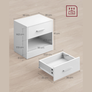 Nachttisch COSTA, 28x39x41cm, weiß