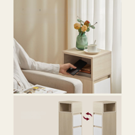 Nachttisch ROBIN, 30x25x65cm, weiß/beige