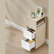 Nachttisch ROBIN, 30x25x65cm, weiß/beige