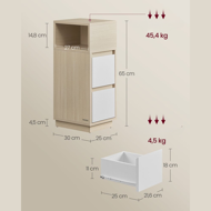 Nachttisch ROBIN, 30x25x65cm, weiß/beige