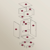 Nachttisch ROBIN, 30x25x65cm, weiß/beige