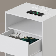 Nachttisch LUCIANO mit Ladefunktion, 35x45x58,3 cm, weiß