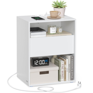 Nachttisch LUCIANO mit Ladefunktion, 35x45x58,3 cm, weiß