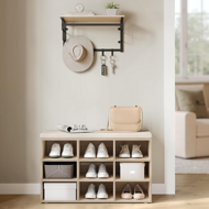 Schuhschrank mit gepolsterter Sitzbank GABI,9 Fächer, 30,3 x 78,5 x 48 cm, naturbeige 