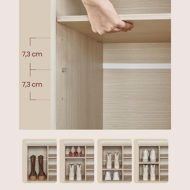 Schuhschrank mit gepolsterter Sitzbank GABI,9 Fächer, 30,3 x 78,5 x 48 cm, naturbeige 