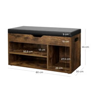 Schuhschrank mit Bank und Stauraum LUJZA, dunkelbraun/schwarz