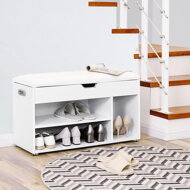 Schuhschrank mit Bank und Stauraum LUJZA, weiß