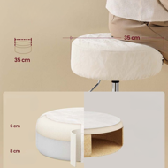 Höhenverstellbarer Stuhl AURA für den Schminktisch, Ø35cm, creme