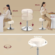 Höhenverstellbarer Stuhl AURA für den Schminktisch, Ø35cm, creme