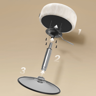 Höhenverstellbarer Stuhl AURA für den Schminktisch, Ø35cm, creme