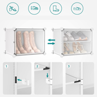 Schuhorganizer KIMBERLY, 10 Boxen, weiß/transparent