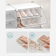 Schuhorganizer KIMBERLY, 10 Boxen, weiß/transparent