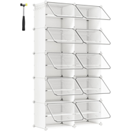 Schuhorganizer KIMBERLY, 10 Boxen, weiß/transparent