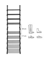 Stapelbares Schuhregal TUBE, 10 Regalböden, schwarz