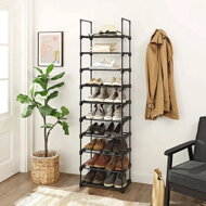 Stapelbares Schuhregal TUBE, 10 Regalböden, 45x30x174 cm, schwarz