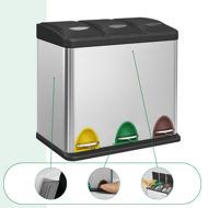 Mülltrennsystem SORT 24 l (3x8 l), Stahl