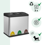 Mülltrennsystem SORT 24 l (3x8 l), Stahl