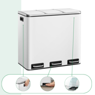 Mülltrennsystem SORT 54 l (3x18 l) + Müllbeutel, weiß