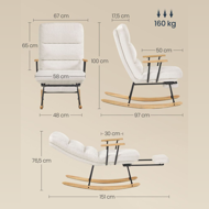 Schaukelstuhl ROCKY, 97x67x100cm, creme