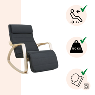 Schaukelstuhl, Liege SWING, Belastbarkeit 150 kg, 67x115x91 cm, anthrazit